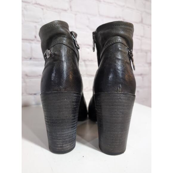 KBR Brown Gray Zip Detail Leather Booties Italy, Women Size 38.5 (8-8.5) Moto - Picture 3 of 12